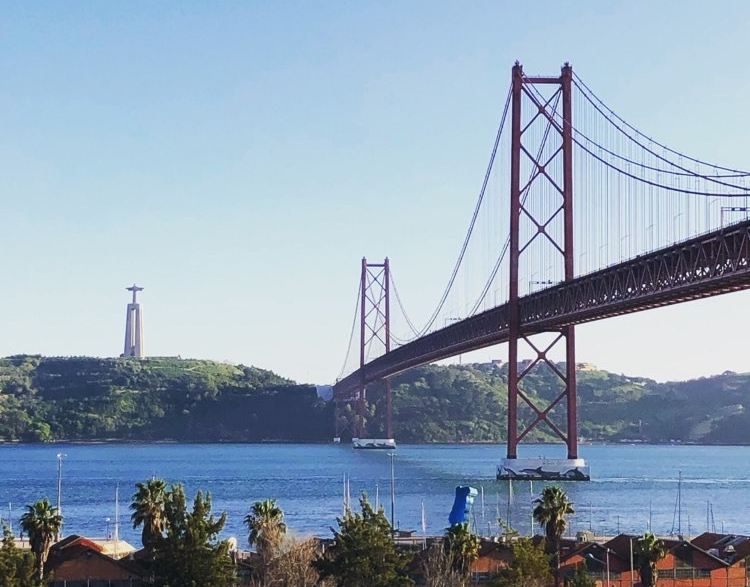 View over the bridge and Christ the King, Lisbon
